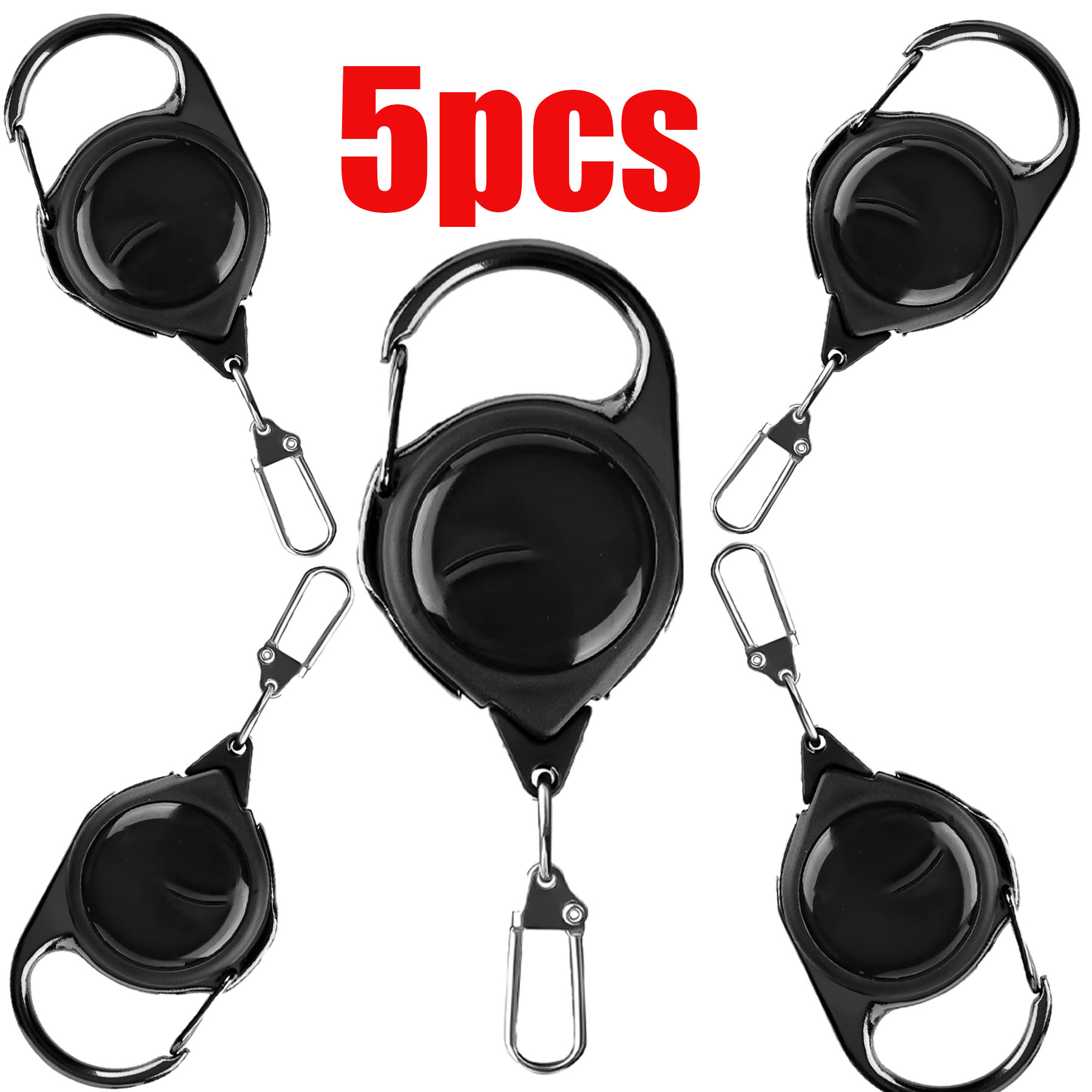 Conventional Reel - สายดึงแบบยืดหดได้สำหรับงานหนักพร้อมคาราบิเนอร์ สายเหล็กแข็งแรง หัวล็อกแบบสปริง ห่วงกุญแจ อุปกรณ์เสริมสำหรับกิจกรรมกลางแจ้งและกีฬา